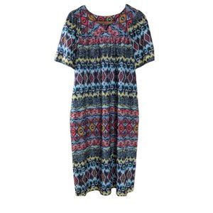 Anthony Richards Tribal Graphic Print House Dress Mumu Muumuu Size: Large